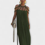 Briar - Maxi-Chic Kleid aus Leinenmischung mit Drapierten Trägern