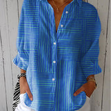 Feline | Azur Streifen Bluse