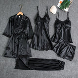 Damen 5-teiliges Nachtkleid-Set mit Spitze