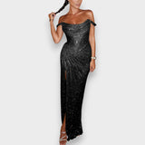 Natja - Maxikleid Brillante mit Schulterfreies Design