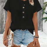 Freyja™ - Schickes Henley-Hals T-Shirt