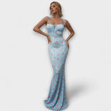 Thalia - Tanzkleid mit floralem Muster und gebundenen Trägern