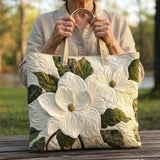 Handgefertigte Stepp-Tasche - Elegante Lilien