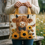 Gepolsterte Tasche - Highland-Rind mit Sonnenblumen