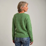 Addison vintage Icelandic sweater, green knit crew neck long sleeves, plain back