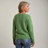 Addison vintage Icelandic sweater, green knit crew neck long sleeves, plain back