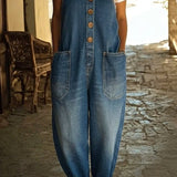 Jasmijn | Damen Ärmelloser Overall mit Knöpfen und Taschen