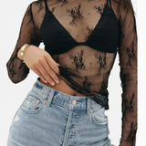 MARYAM™ - Einfarbiger Spitzenoberteil & Jumpsuit Ensemble mit Taschen