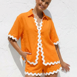 Farbblock ärmelloses Top und Shorts-Set für einen perfekten Urlaubslook
