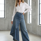 Hochtaillierte, lässige, cropped Wide-Leg Jeans für Frauen