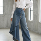 Hochtaillierte, lässige, cropped Wide-Leg Jeans für Frauen