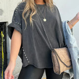 Isabelle™ - Oversized T-Shirt mit Nieten