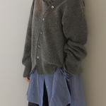 Marley dark gray knit cardigan with button front and long sleeves