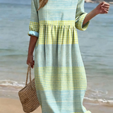 Damen Freizeitkleid mit Rundhalsausschnitt und halben Ärmeln