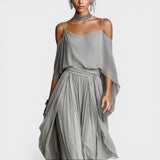 Adrienne | Elegantes Chiffonkleid mit Schlitz