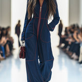 Nicole - Retro Roter Topstitch Overall