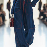 Nicole - Retro Roter Topstitch Overall