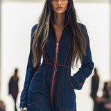 Nicole - Retro Roter Topstitch Overall