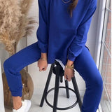 LIANA - Damen Patchwork Zweiteiliges Top und Hose Sweatshirt