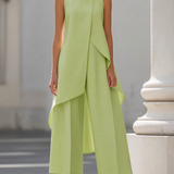 Martina | Damen Hochkragen-Top und Weitbein-Hosen Set