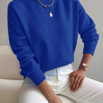 Donna™ classic turtleneck sweater, blue, ribbed cuffs and hem.