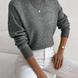 Donna™ classic turtleneck sweater, dark gray heather, ribbed cuffs and hem.