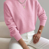 Donna™ classic turtleneck sweater, light pink, ribbed cuffs and hem.