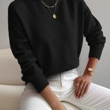 Donna™ classic turtleneck sweater, black, ribbed cuffs and hem.