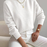 Donna™ classic turtleneck sweater, white, ribbed cuffs and hem.