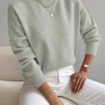 Donna™ classic turtleneck sweater, light green, ribbed cuffs and hem.