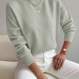 Donna™ classic turtleneck sweater, light green, ribbed cuffs and hem.