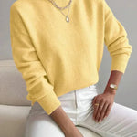 Donna™ classic turtleneck sweater, yellow, ribbed cuffs and hem.