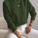 Donna™ classic turtleneck sweater, dark green, ribbed cuffs and hem.