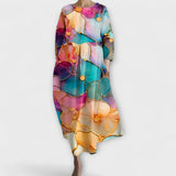 Fiona - Lange und Bunte Robe mit V-Ausschnitt