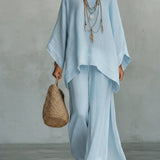Celine | Damen Oversized-Top und Weite-Hose-Set