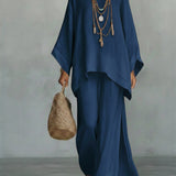 Celine | Damen Oversized-Top und Weite-Hose-Set