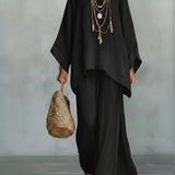Celine | Damen Oversized-Top und Weite-Hose-Set