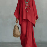Celine | Damen Oversized-Top und Weite-Hose-Set