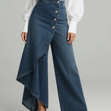 Stylische Damen High-Waisted Weitbein Jeans mit Relaxed Fit