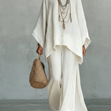 Celine | Damen Oversized-Top und Weite-Hose-Set