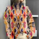 Fenna geometric diamond knit pullover with multicolor pattern