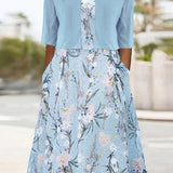 Elise™ - Blumen Zweiteiliges Midi-Kleid