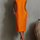 Silvia – Ärmelloses Kleid mit Rundhalsausschnitt und Seitentaschen