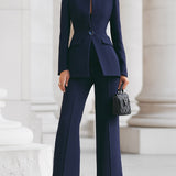 Damen Blazer & Weite Hosen Set mit Taschen