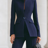 Damen Blazer & Weite Hosen Set mit Taschen