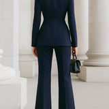 Damen Blazer & Weite Hosen Set mit Taschen