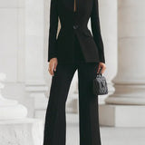 Damen Blazer & Weite Hosen Set mit Taschen