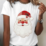 Damen Santa Claus Druck Kurzarm T-Shirt