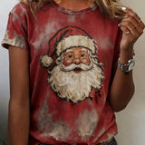 Damen Santa Claus Print Freizeit T-Shirt