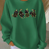 Damen Weihnachtsdruck Freizeit Sweatshirt